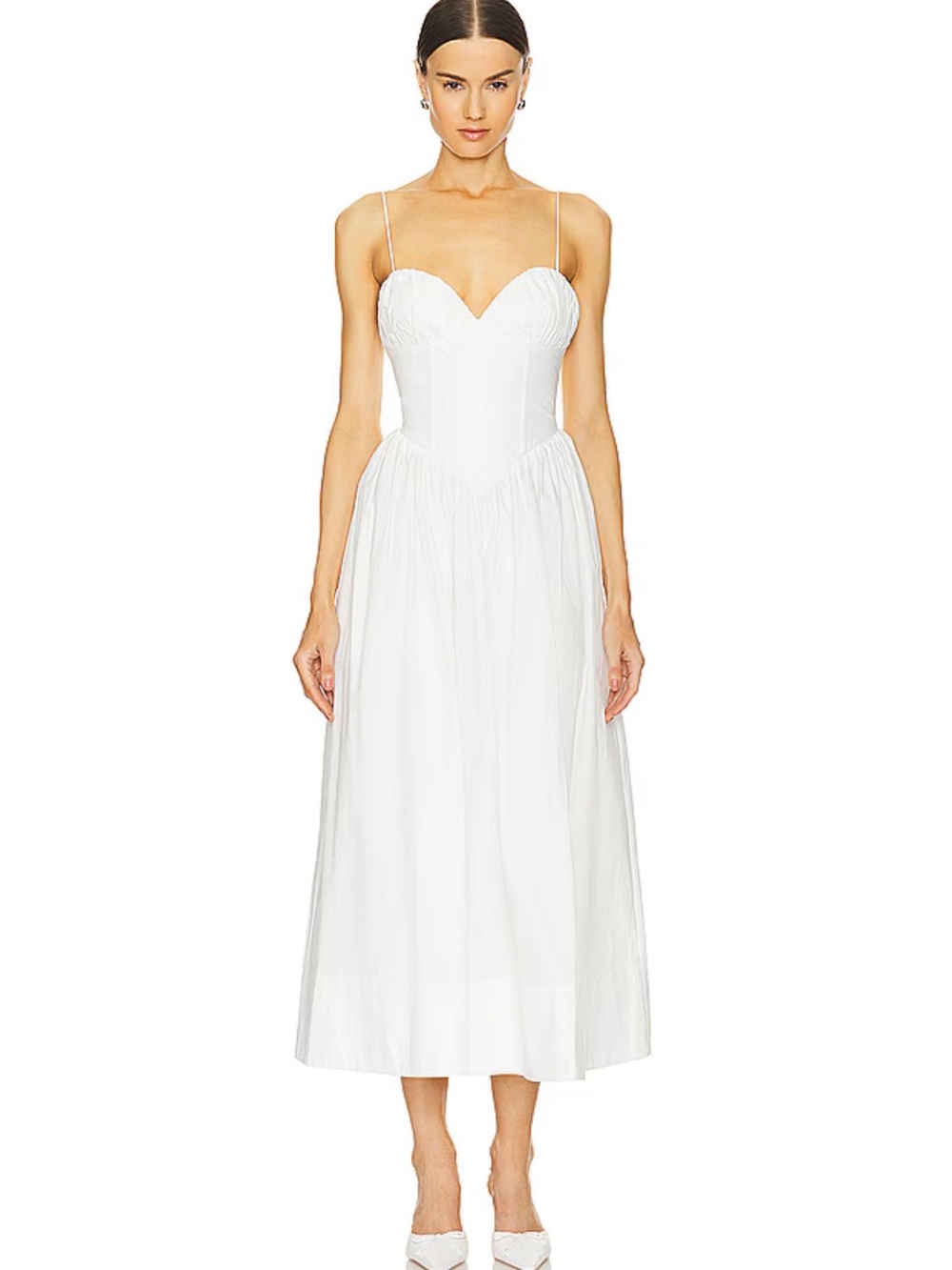 Ronny Kobo Collection White Sweetheart Midi Dress